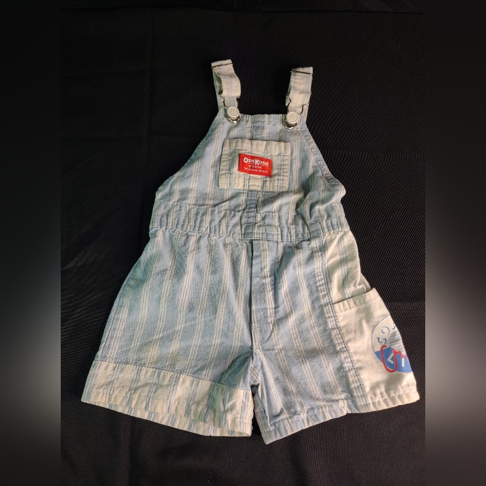 VTG Oshkosh B'gosh Pale Blue Coast Line Crew Shortalls 3T
